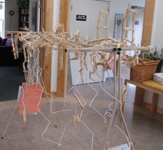 This rack was used as a frame for the 2013 Hanging Out Day progressive clothespin sculpture.