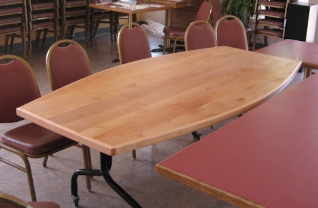 This "boat" table seats 8 to 10 folks who can all see each other during the meal. It was made from timber harvested from our property.