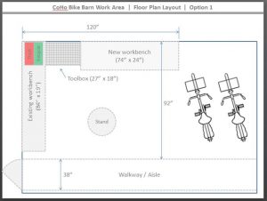 Initial bike barn floor plan concept