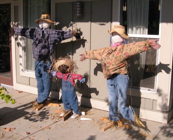 Three scarecrows
