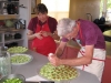 Cucumber slices with olive tampenade